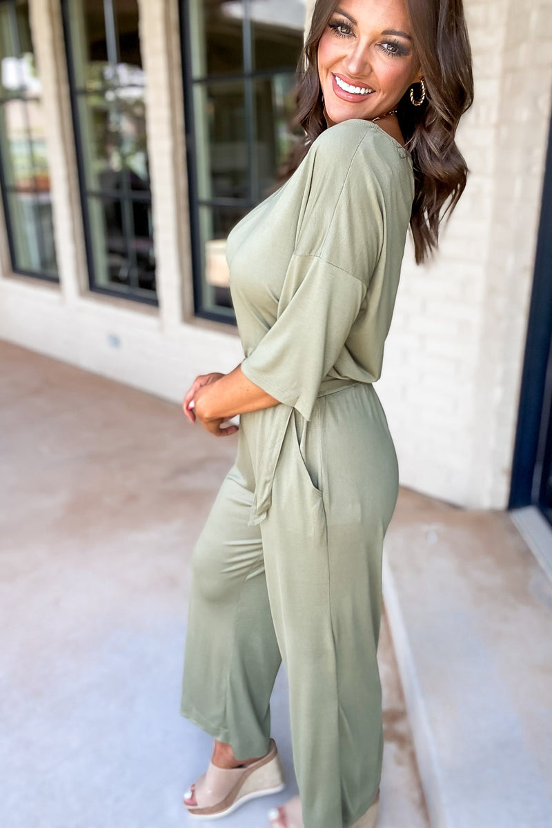 Steady As We Go Green Jumpsuit