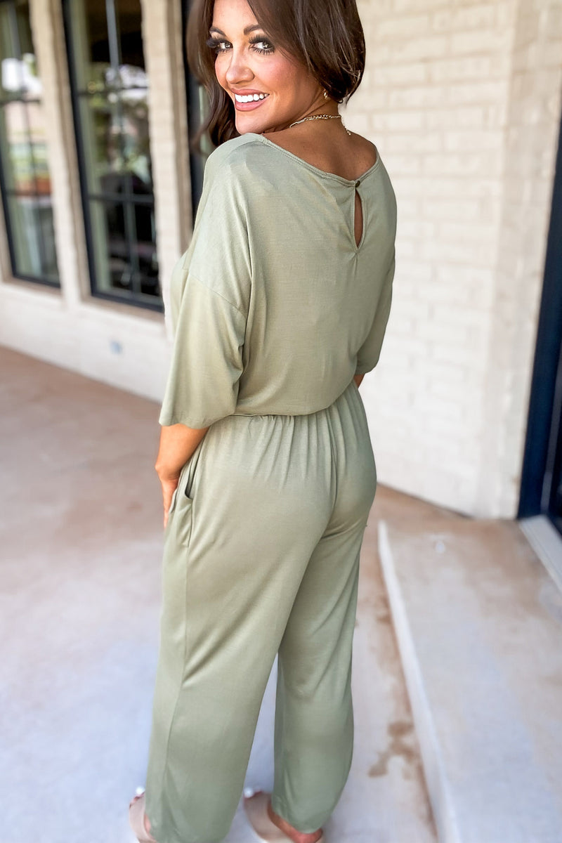 Steady As We Go Green Jumpsuit
