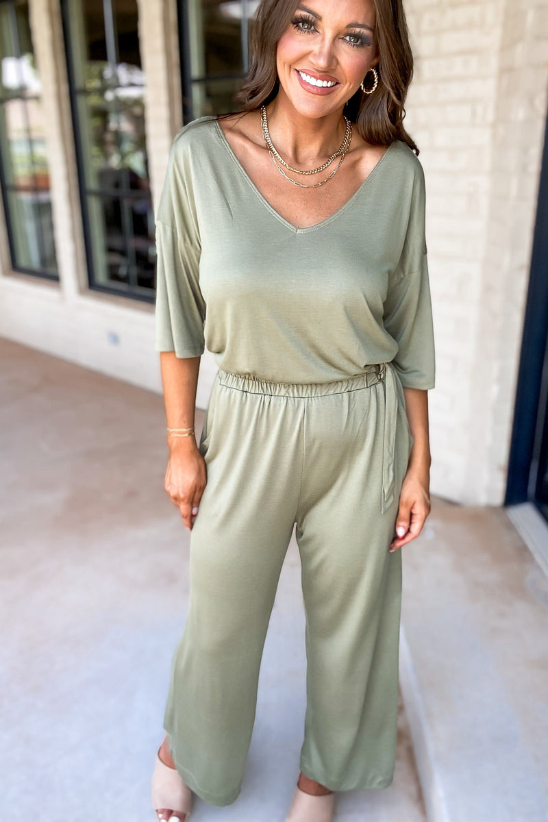 Steady As We Go Green Jumpsuit