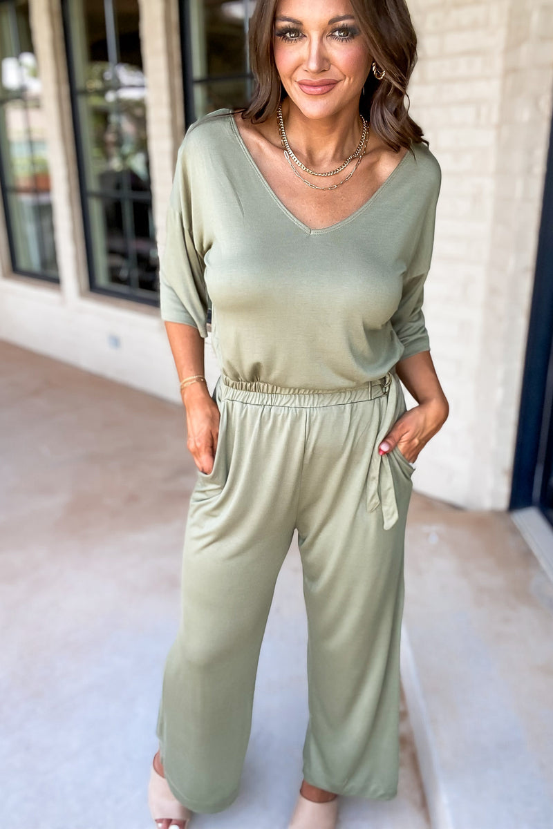 Steady As We Go Green Jumpsuit