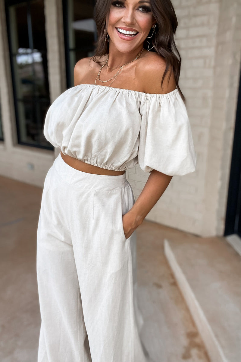 The Best Love Natural Linen Puff Sleeve Top