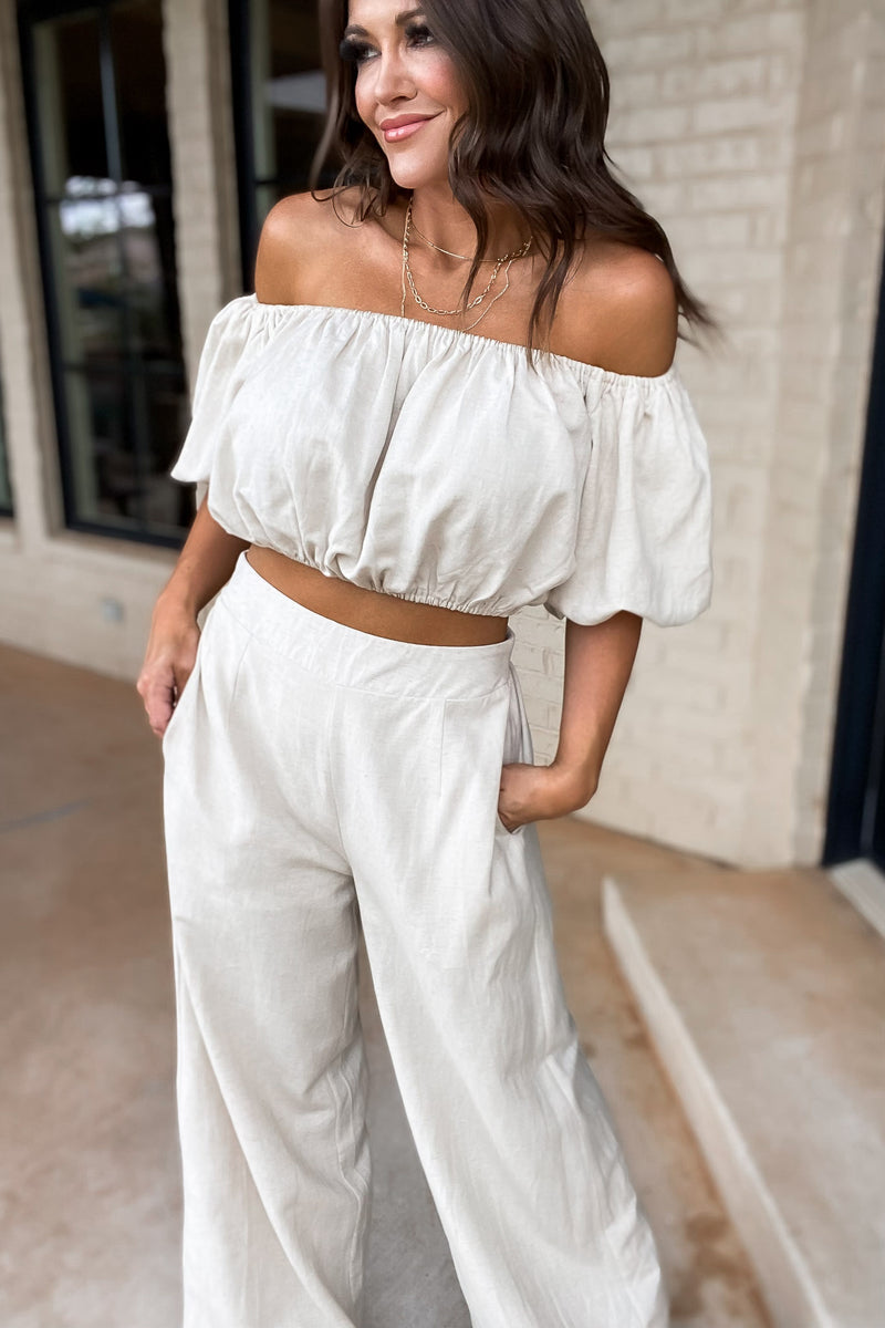 The Best Love Natural Linen Puff Sleeve Top