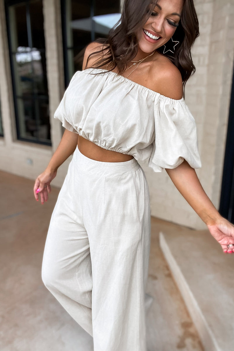 The Best Love Natural Linen Puff Sleeve Top