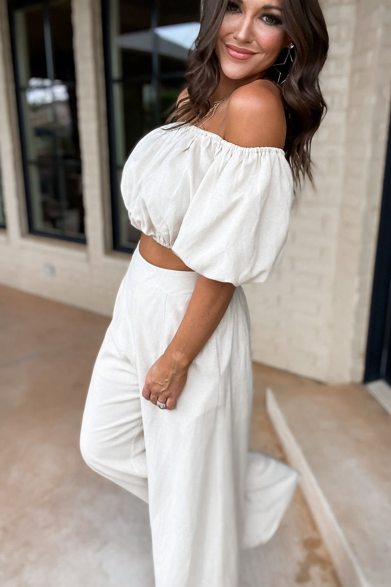 The Best Love Natural Linen Puff Sleeve Top