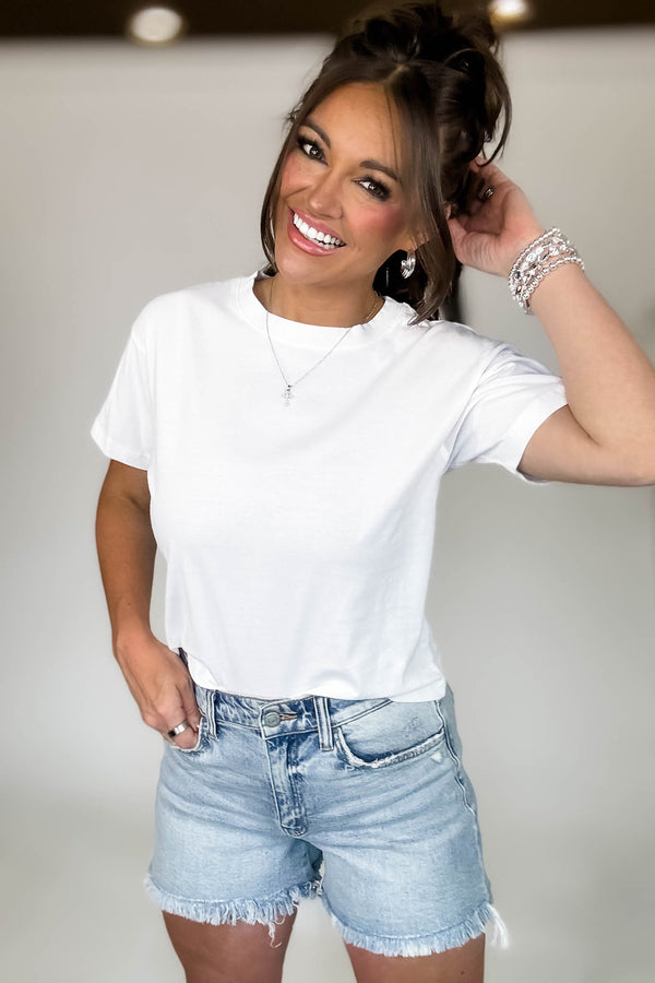 Just Relax White Cotton Crew Neck Short Sleeve T-Shirt