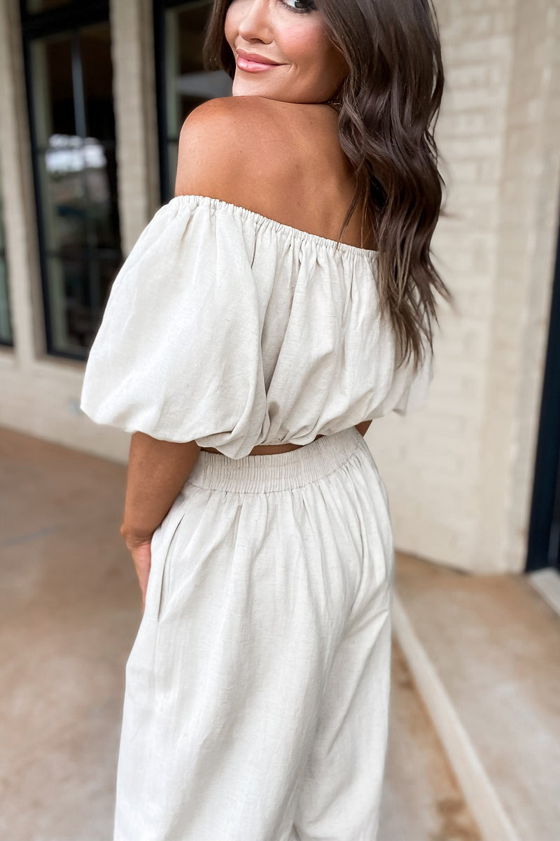 The Best Love Natural Linen Puff Sleeve Top