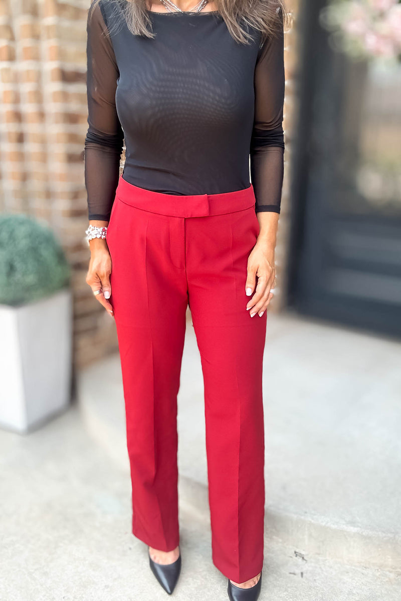 In Her Element Burgundy High Waist Long Pants