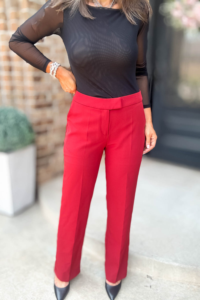 In Her Element Burgundy High Waist Long Pants