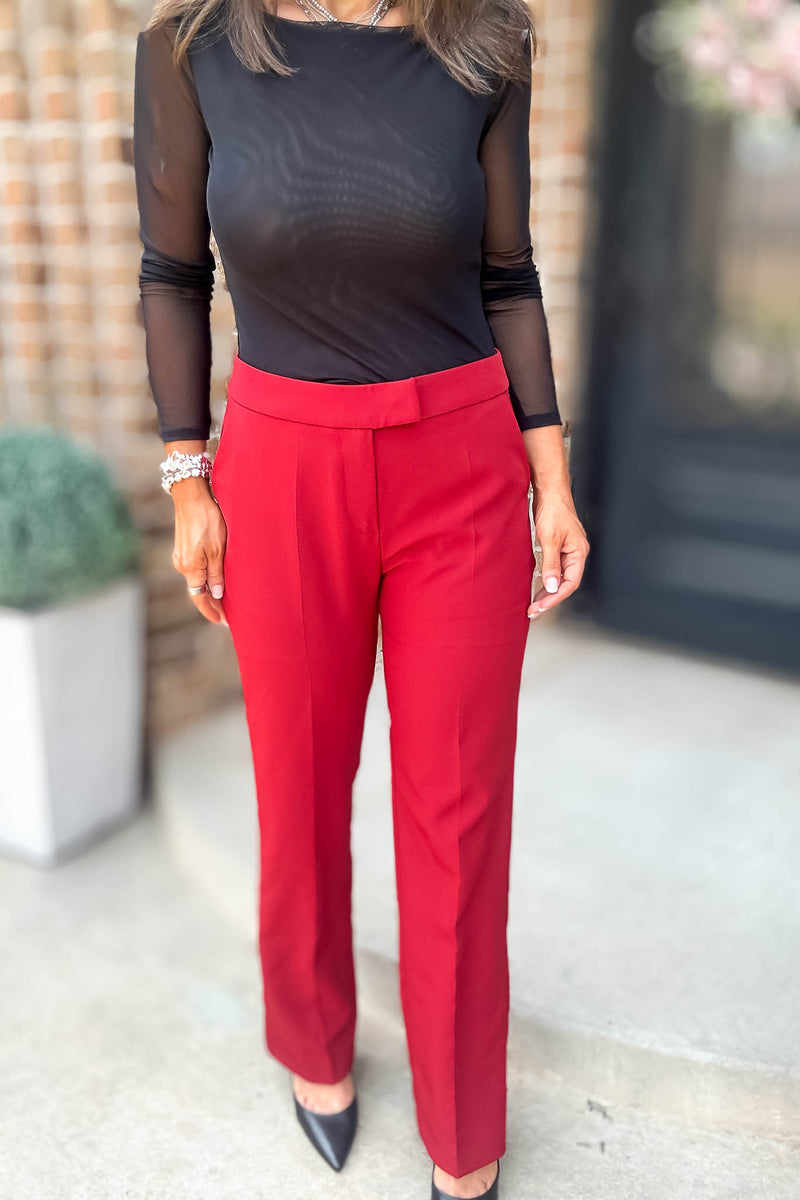 In Her Element Burgundy High Waist Long Pants