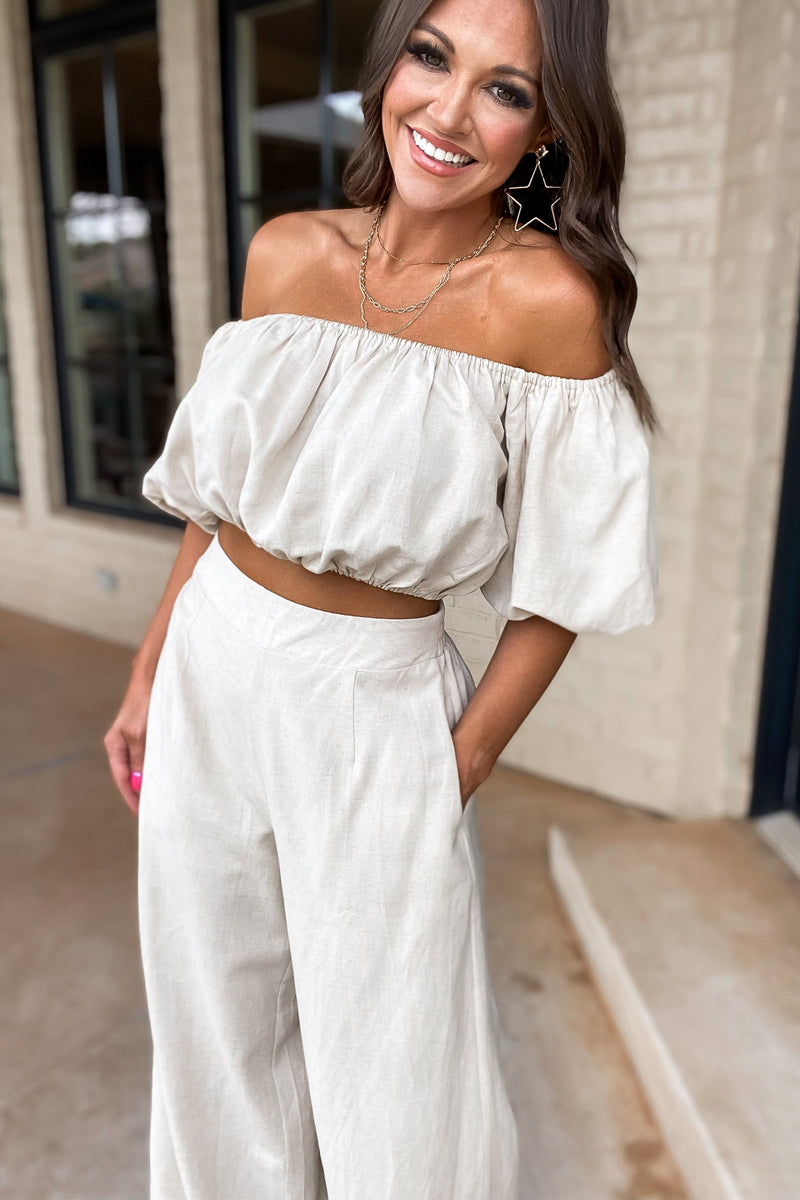 The Best Love Natural Linen Puff Sleeve Top