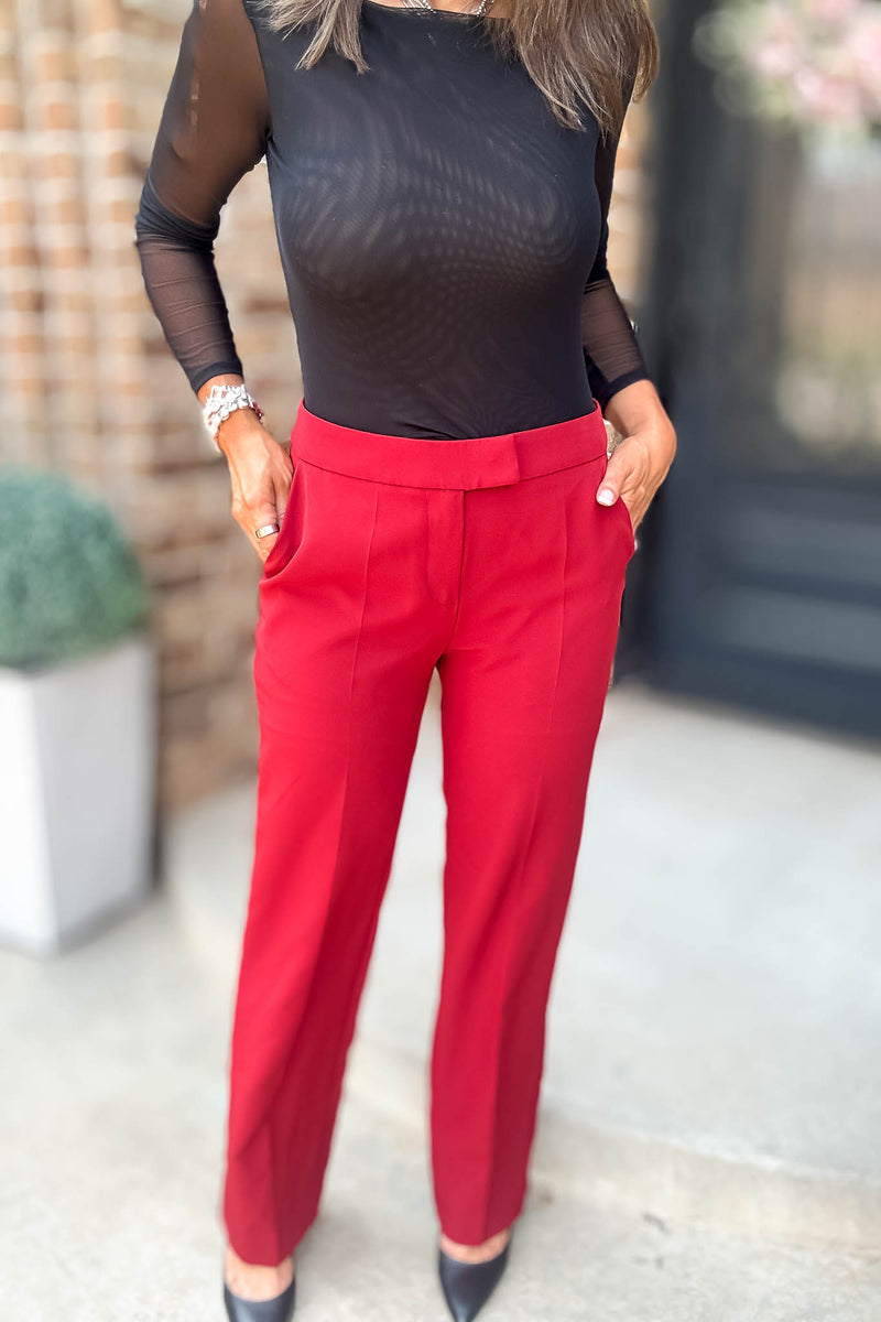 In Her Element Burgundy High Waist Long Pants