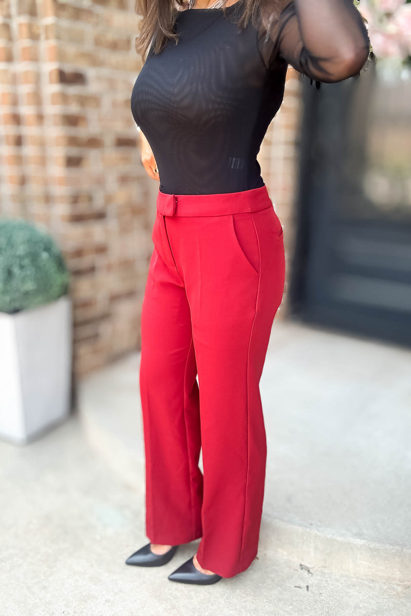 In Her Element Burgundy High Waist Long Pants