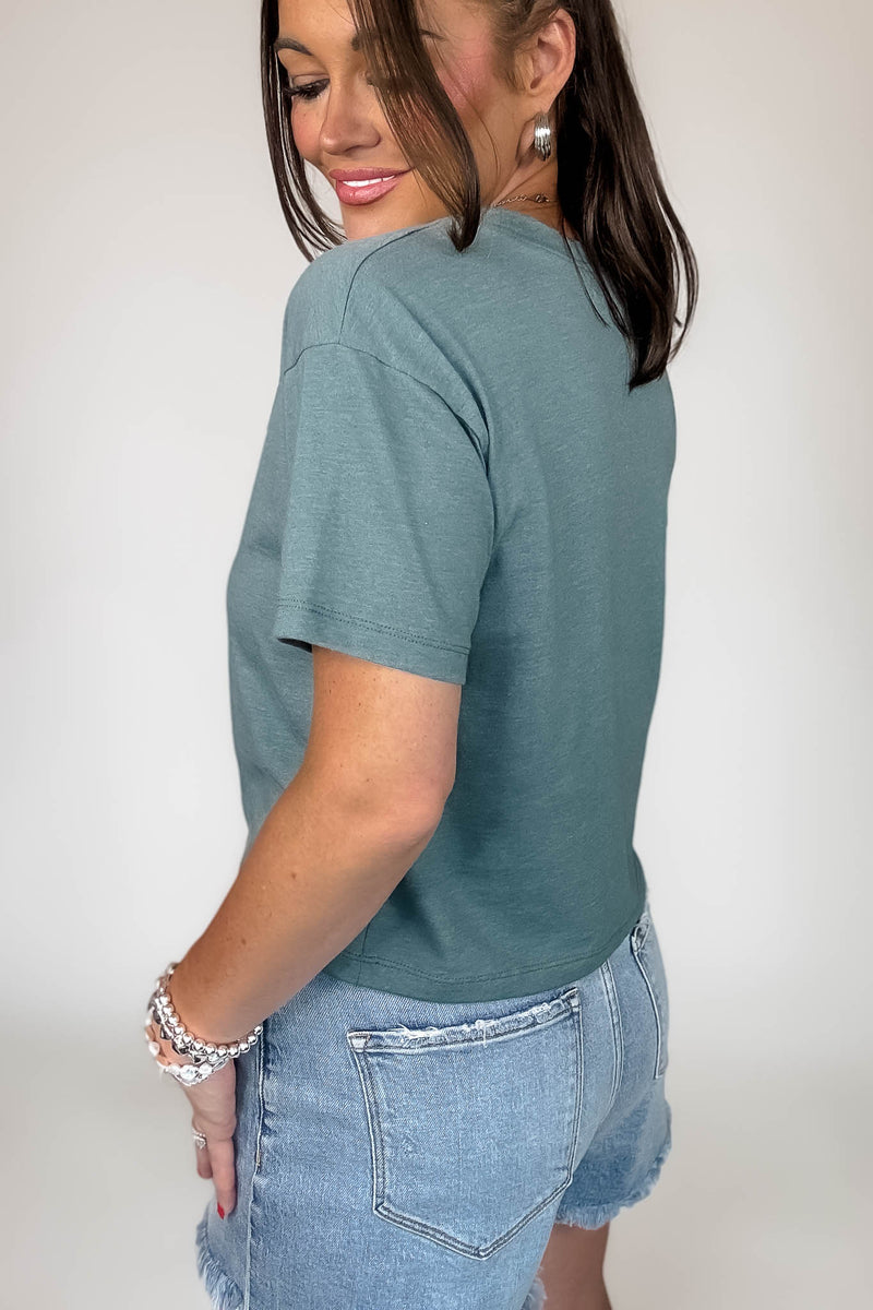 Just Relax Heather Ash Jade  Cotton Crew Neck Short Sleeve T-Shirt
