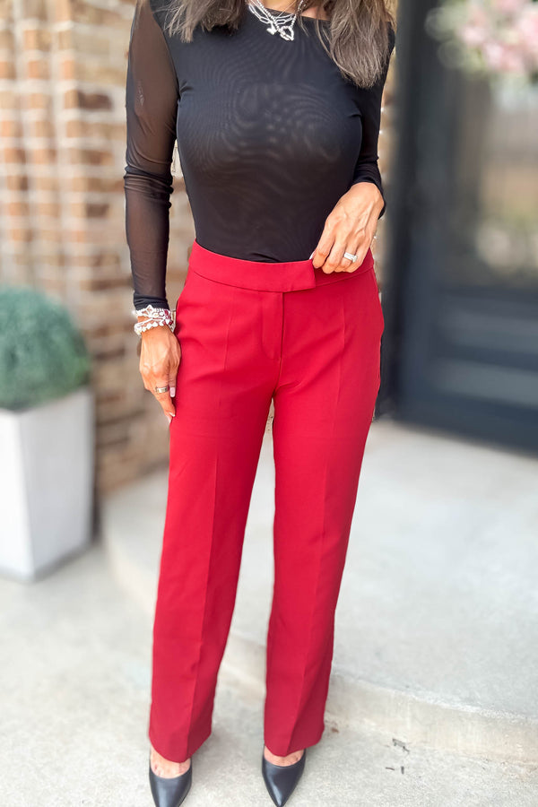 In Her Element Burgundy High Waist Long Pants