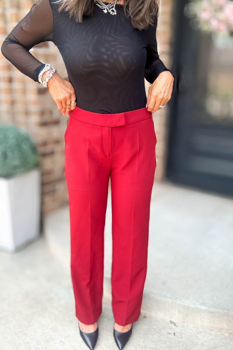In Her Element Burgundy High Waist Long Pants