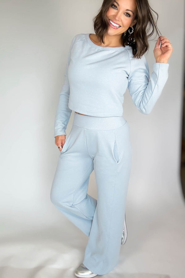 Bucketlist Dusty Blue Solid Pants
