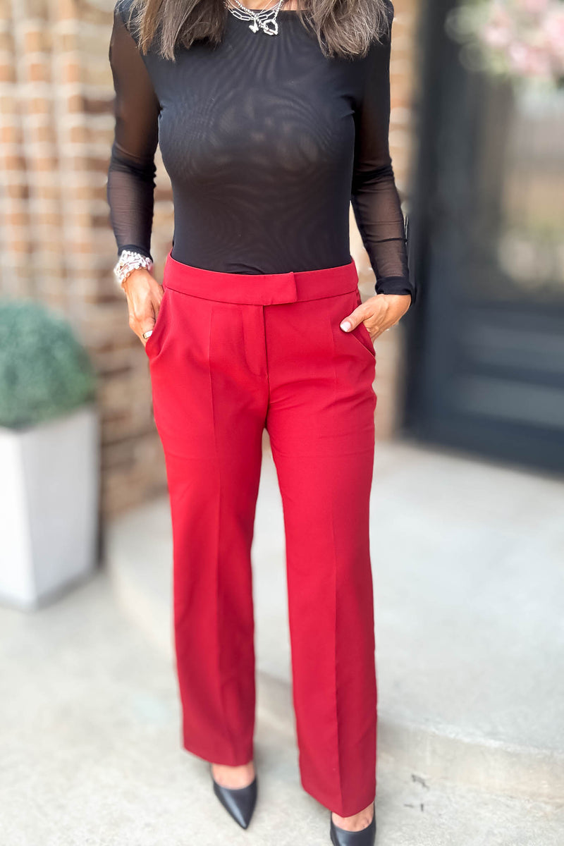 In Her Element Burgundy High Waist Long Pants