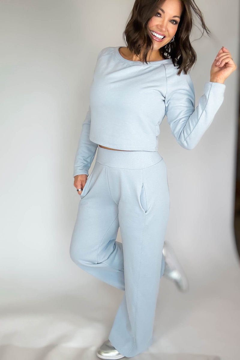 Bucketlist Dusty Blue Solid Pants