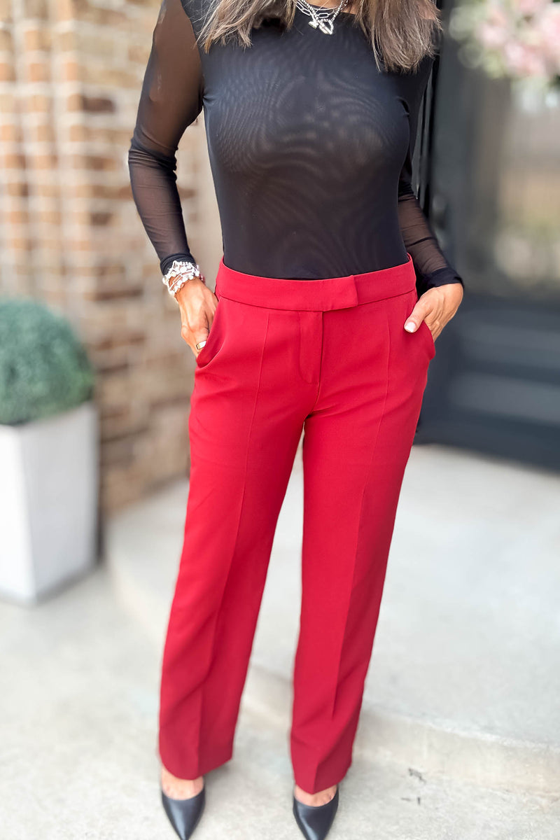 In Her Element Burgundy High Waist Long Pants