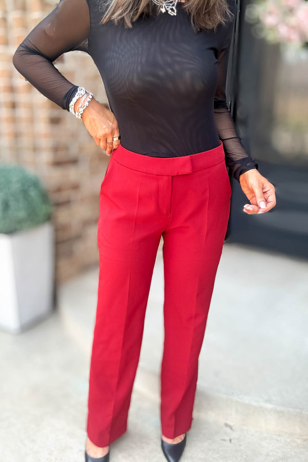 In Her Element Burgundy High Waist Long Pants