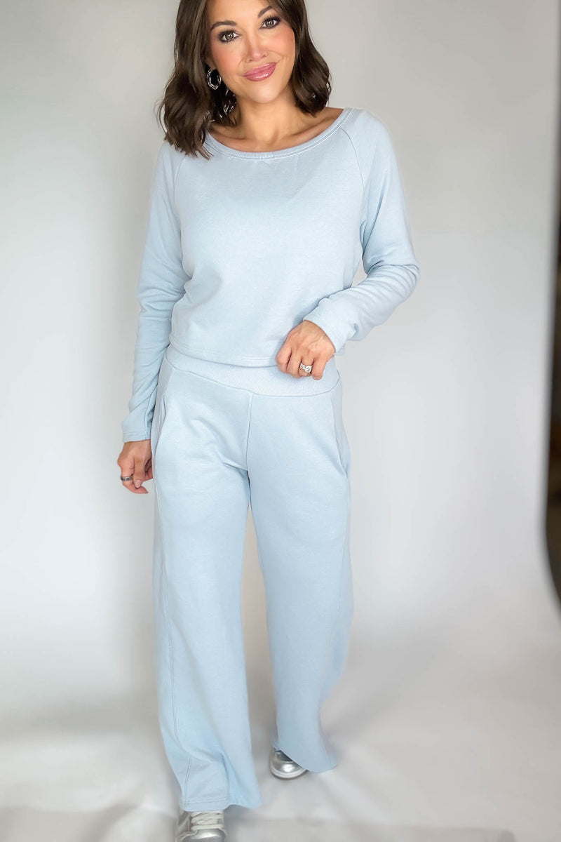 Bucketlist Dusty Blue Solid Pants