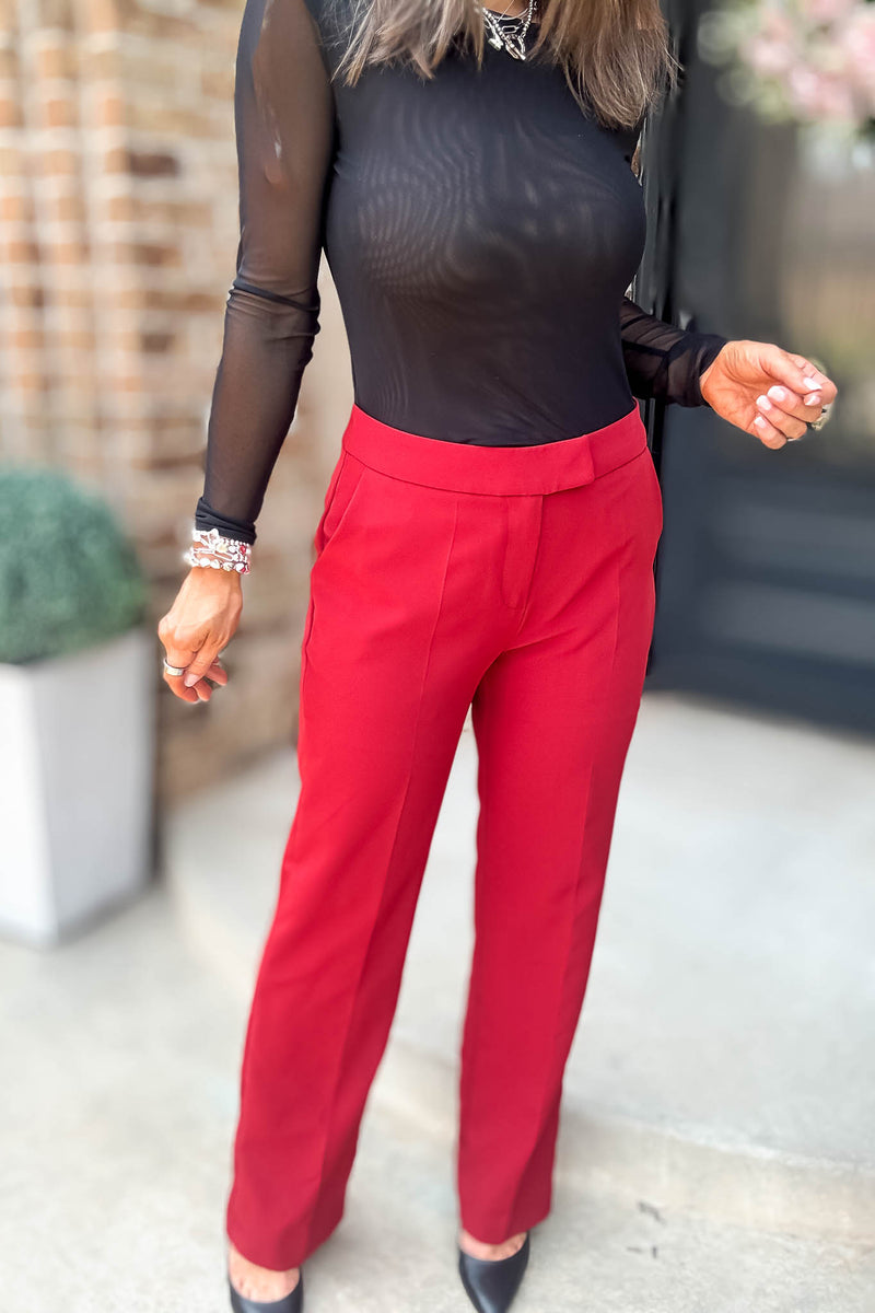 In Her Element Burgundy High Waist Long Pants