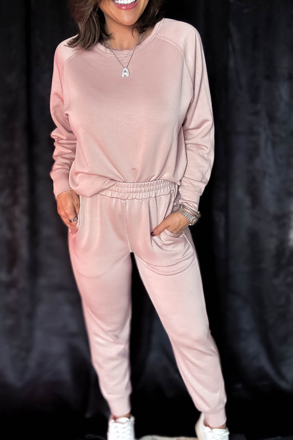 Elevated Rose Contrast Seam Joggers