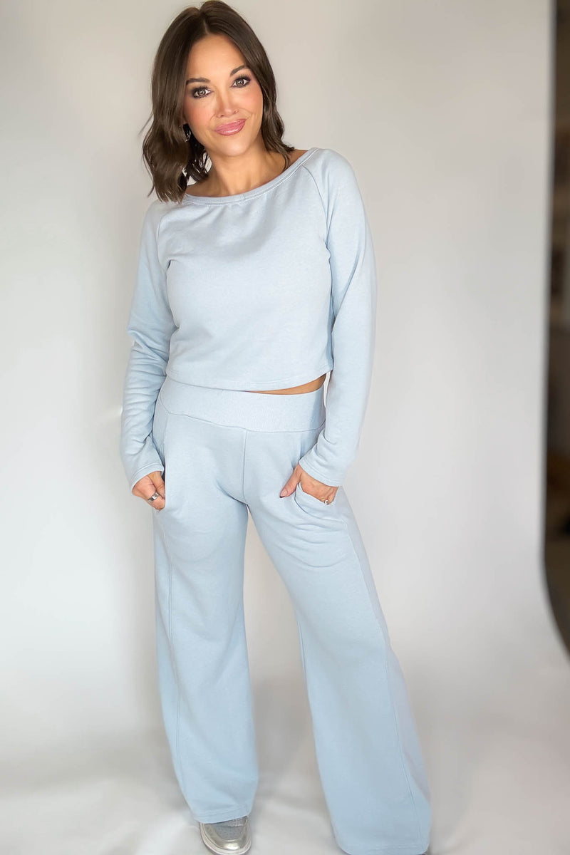 Bucketlist Dusty Blue Solid Pants