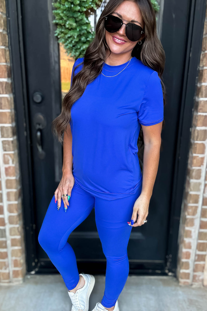 Butter Soft Royal Blue Brushed Casual Leggings Set