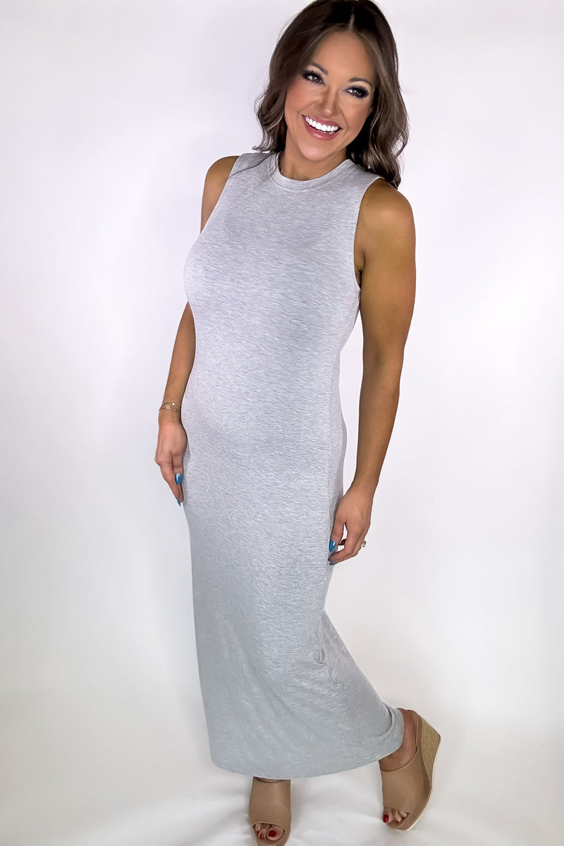 Perfectly Proportioned Heather Grey Maxi Dress