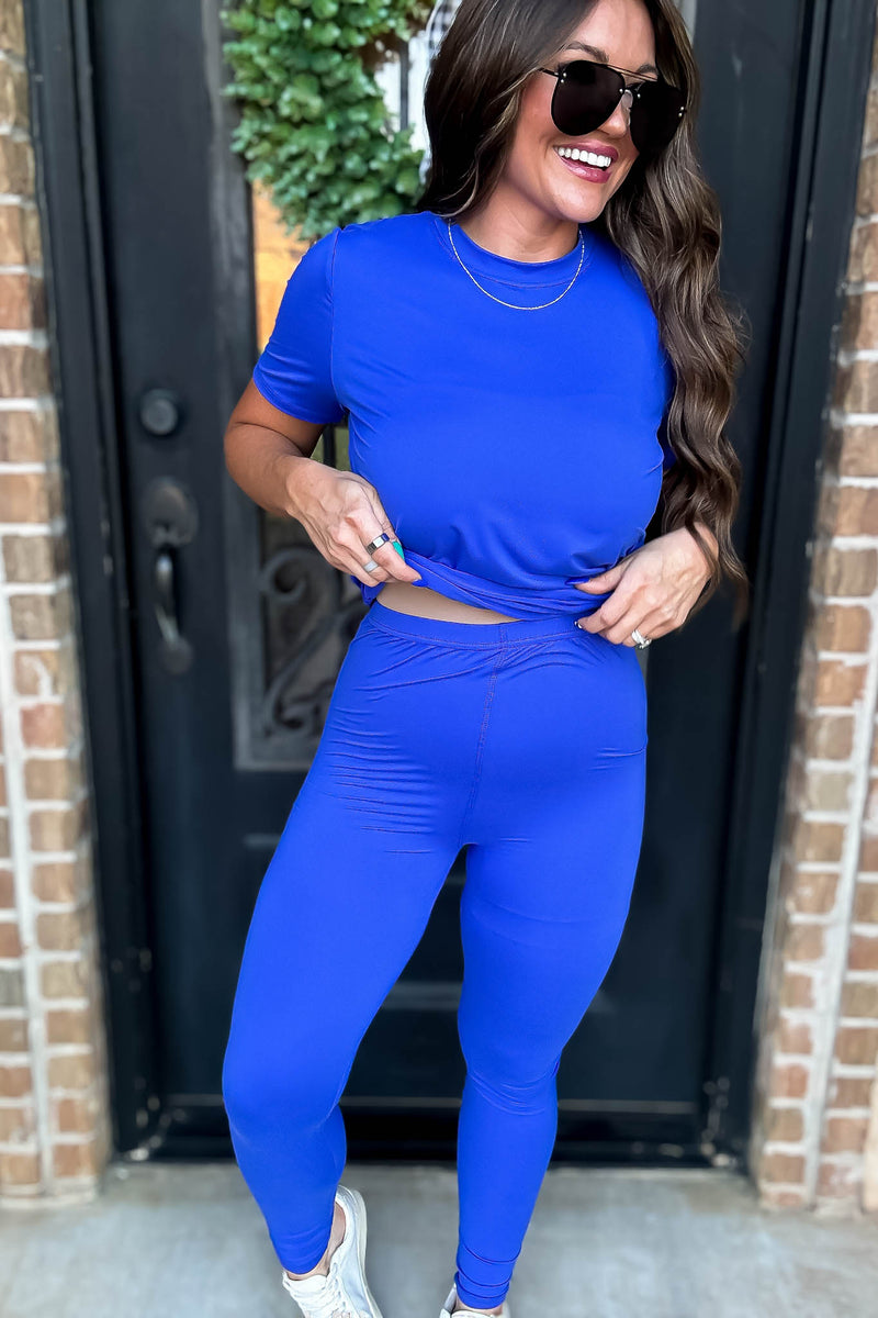Butter Soft Royal Blue Brushed Casual Leggings Set