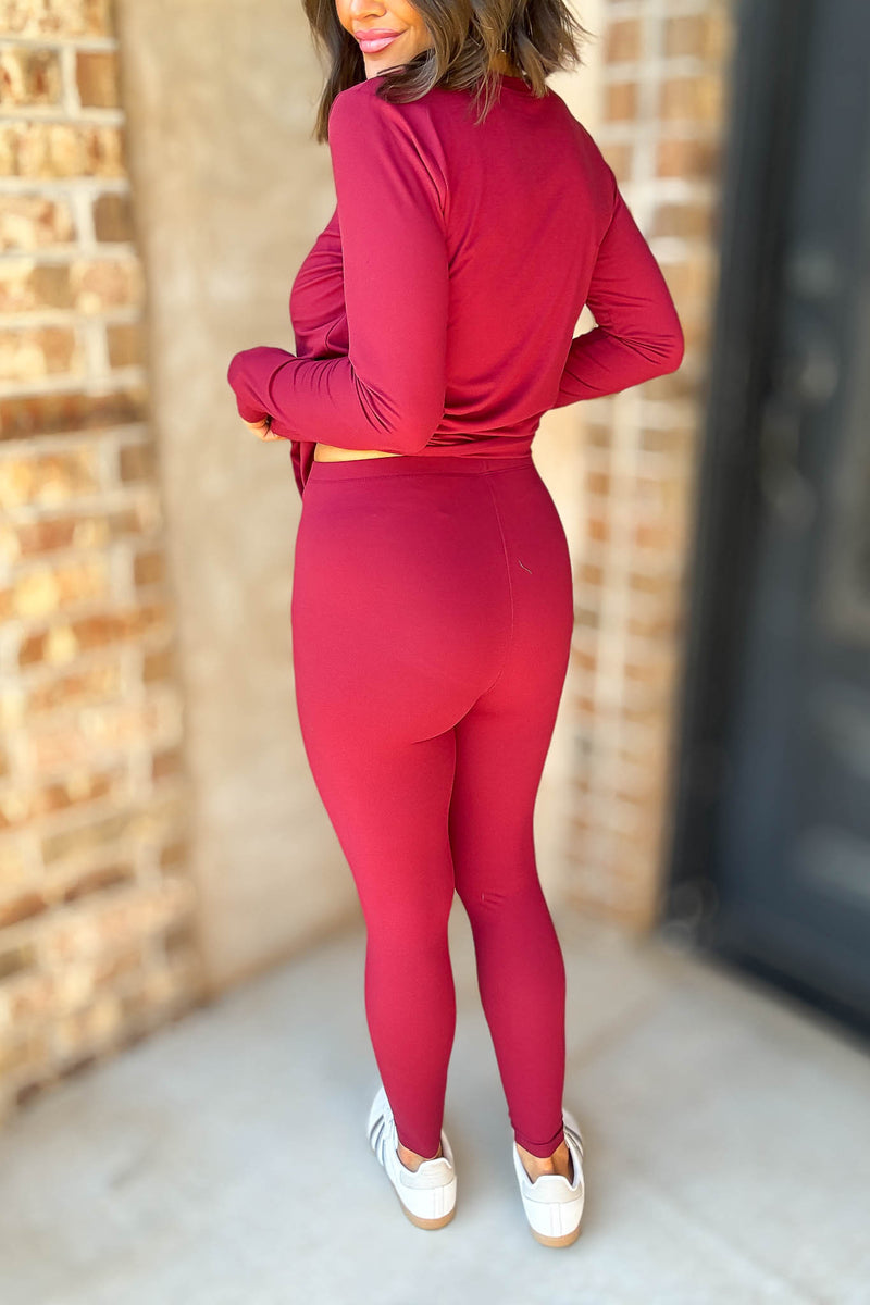 Microfiber Cabernet Round Neck Top & Leggings Set