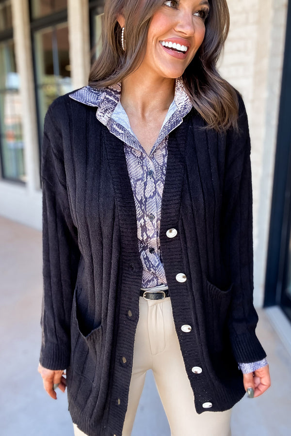 Classy And Cozy Black Cardigan