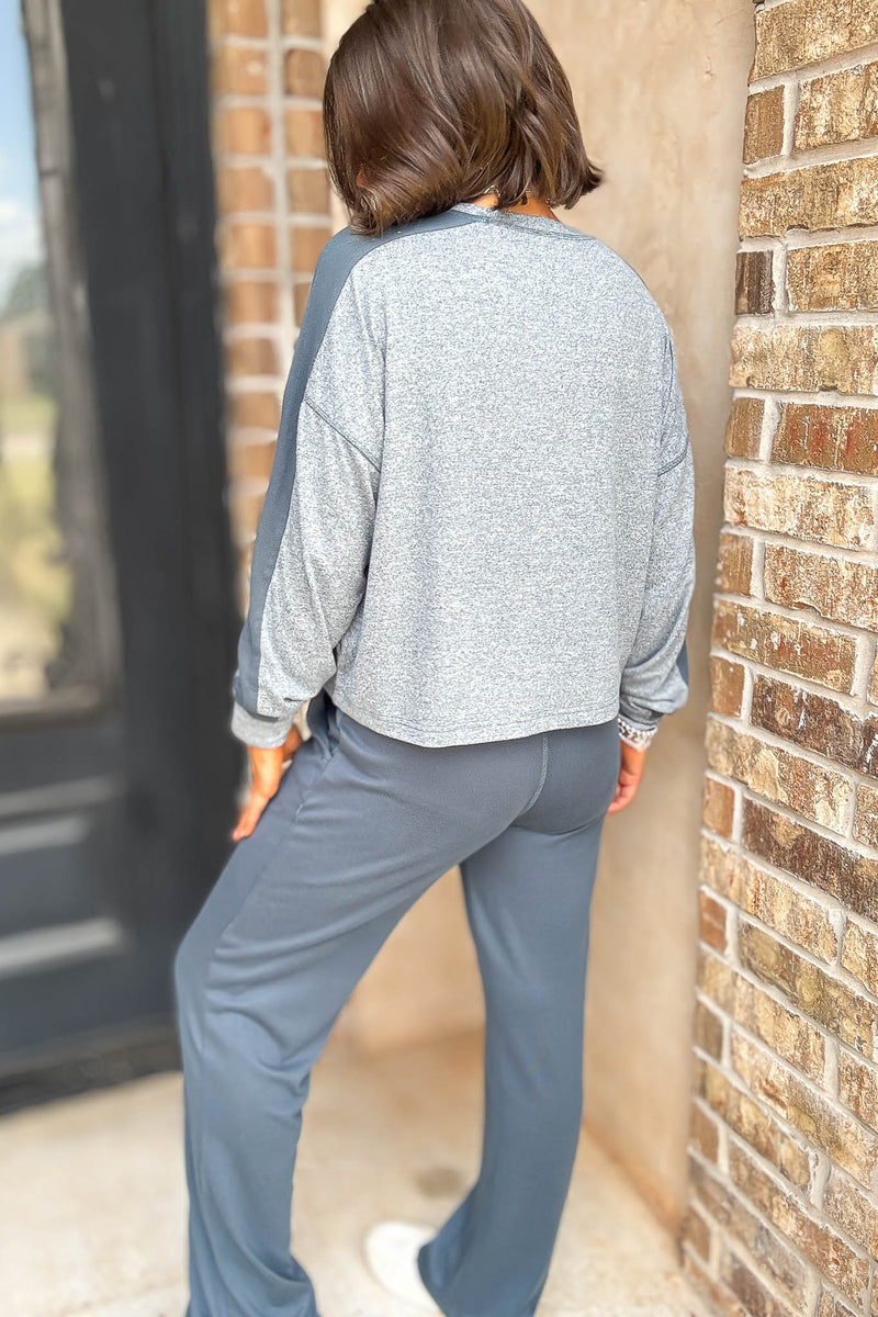 Brushed Hacci Warm Line Midnight Navy Top