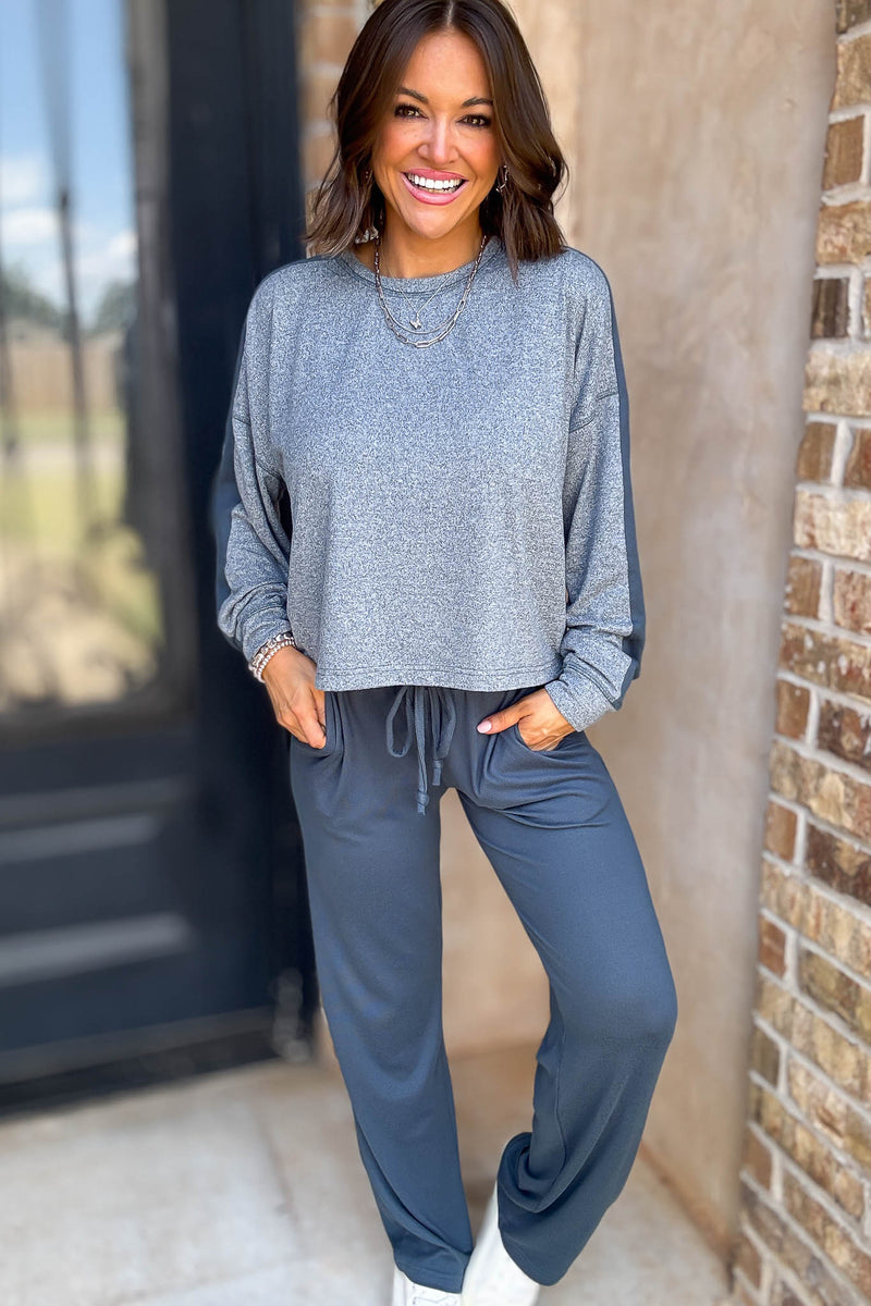 Brushed Hacci Warm Line Midnight Navy Pants
