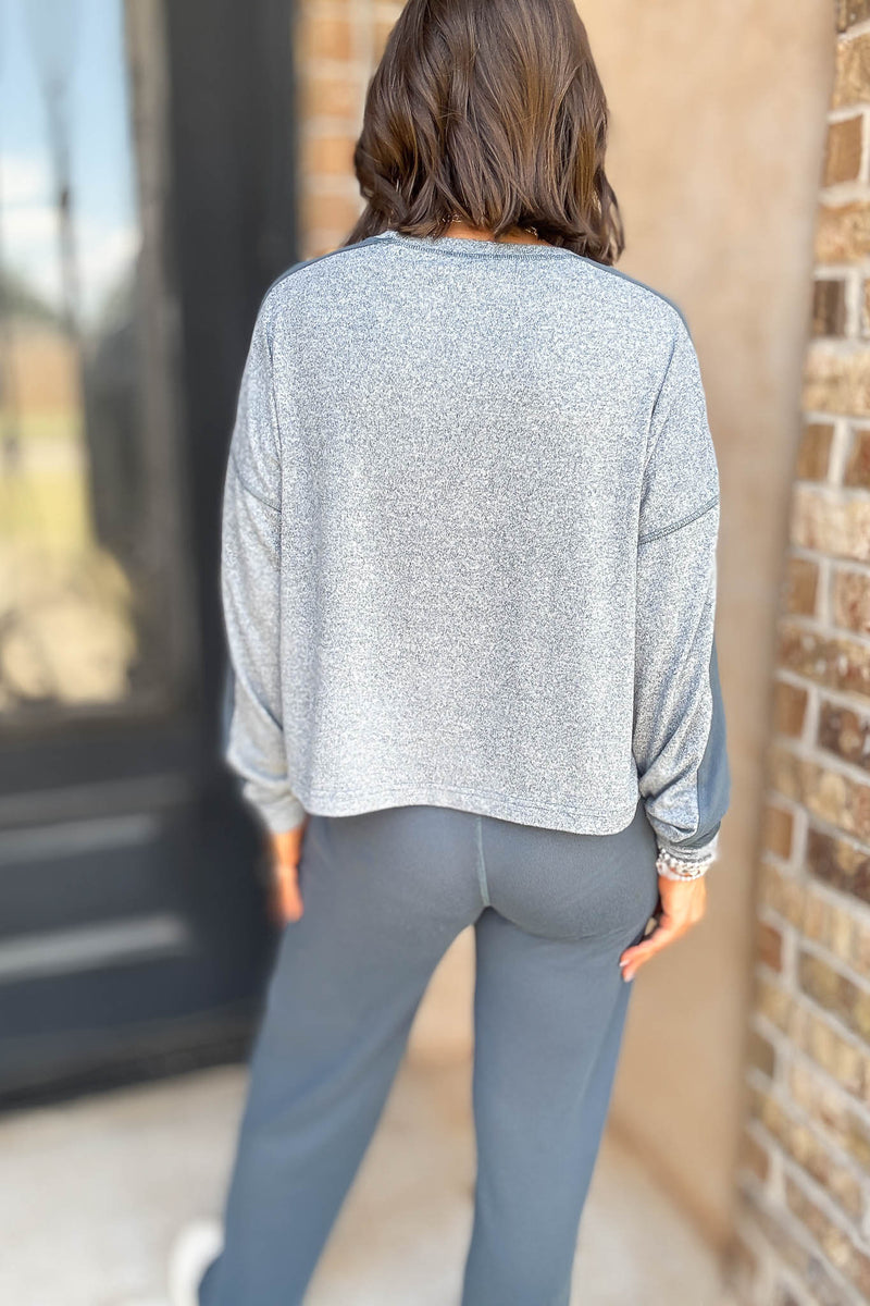 Brushed Hacci Warm Line Midnight Navy Top