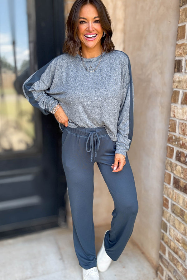 Brushed Hacci Warm Line Midnight Navy Pants