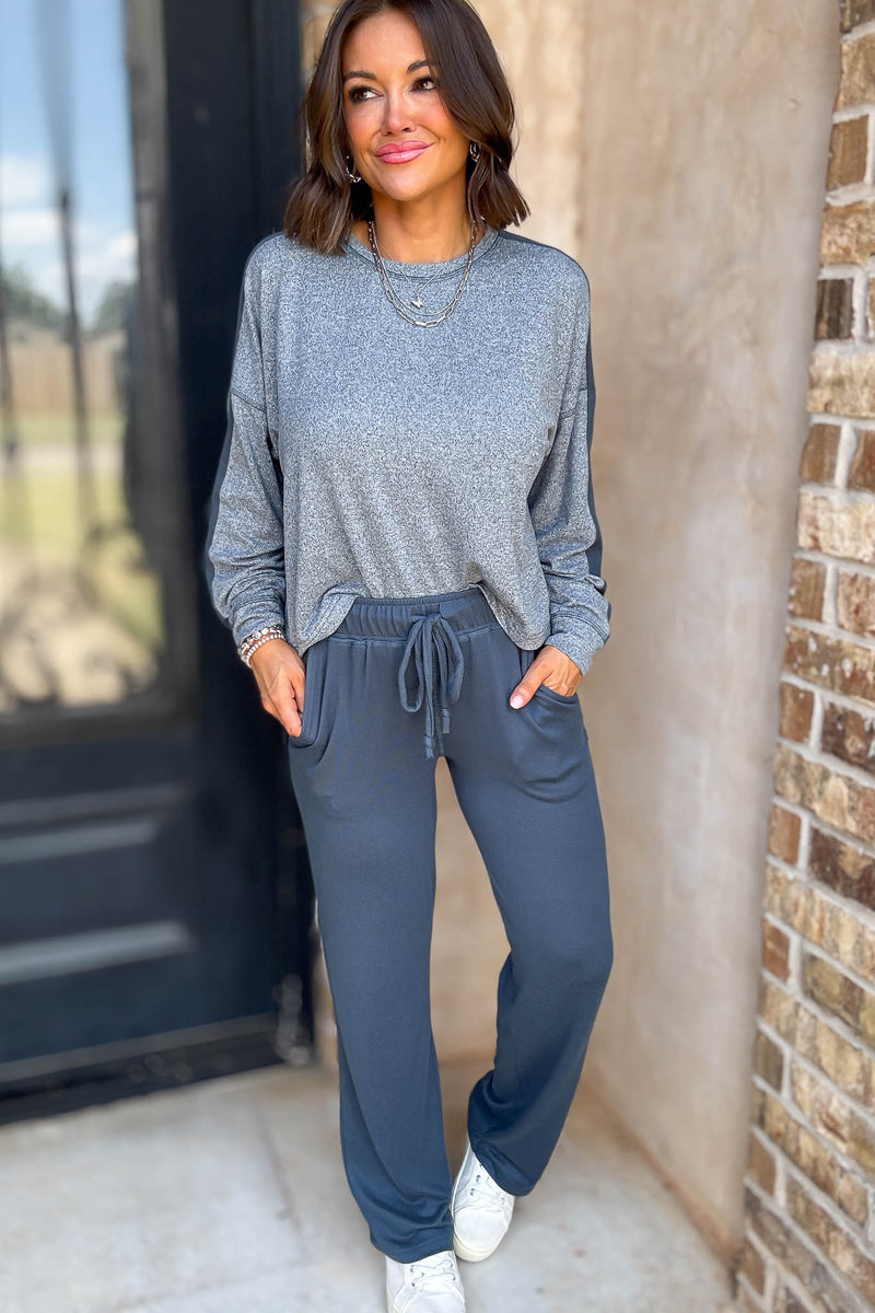Brushed Hacci Warm Line Midnight Navy Pants