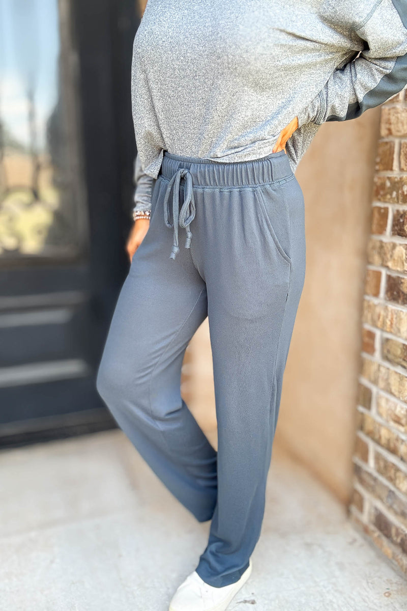 Brushed Hacci Warm Line Midnight Navy Pants