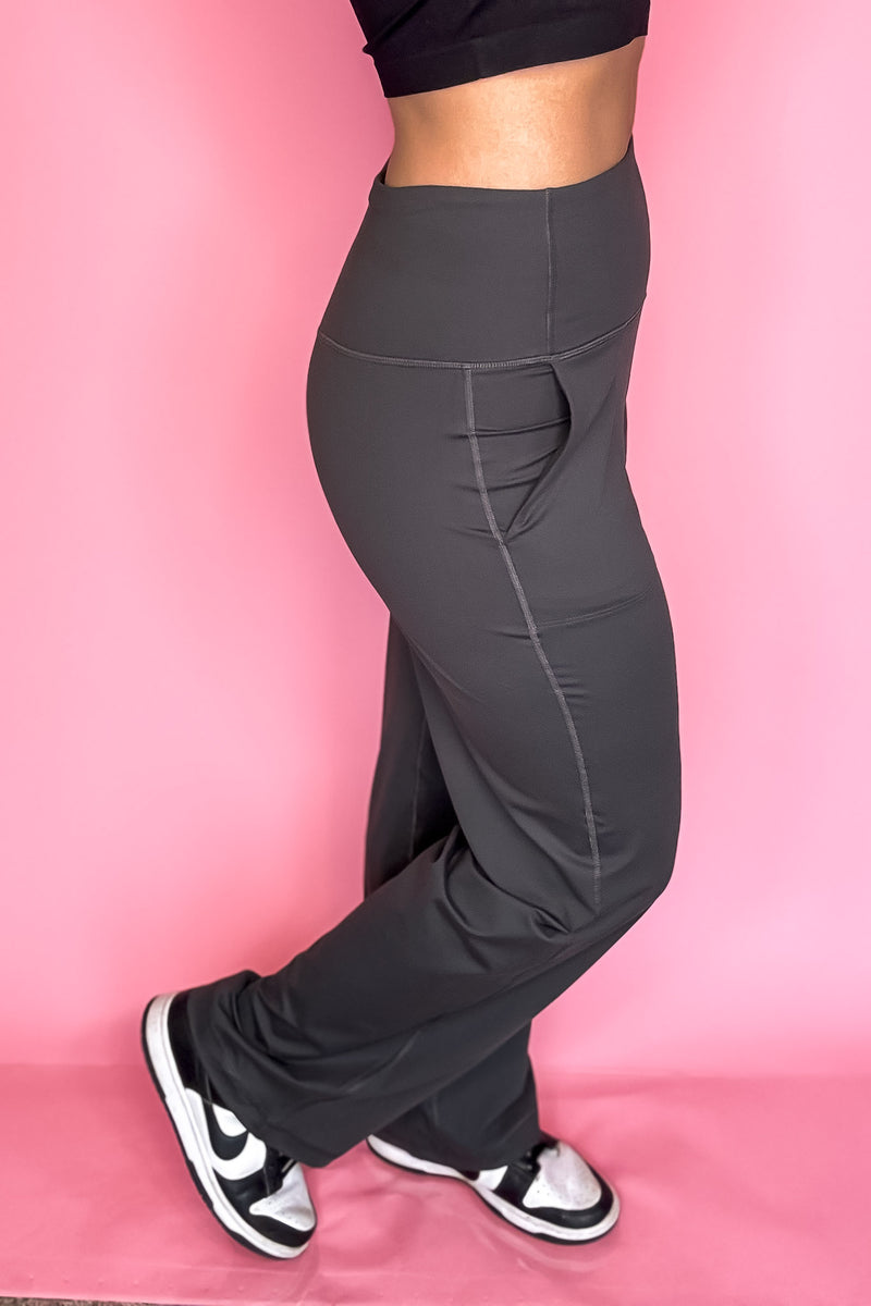 Wide Leg Charcoal Aligned Activewear Yoga Pants