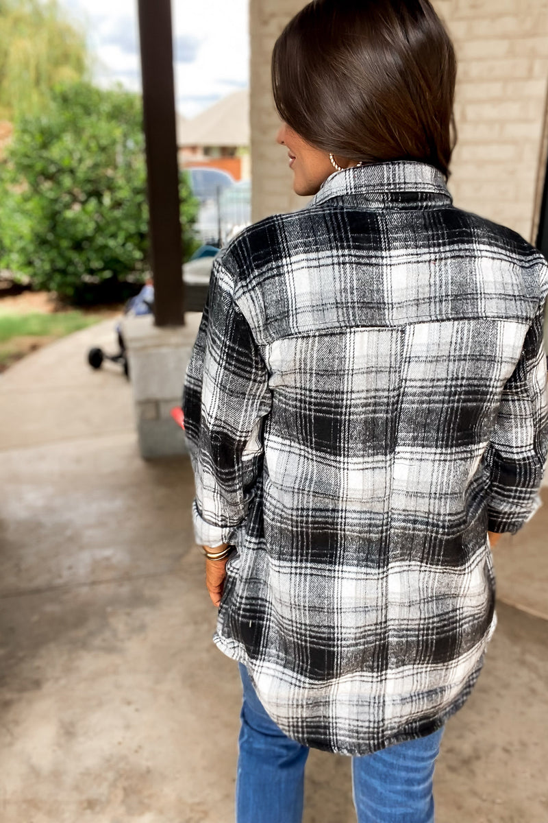 River Runner Plaid Flannel Button Front Shacket