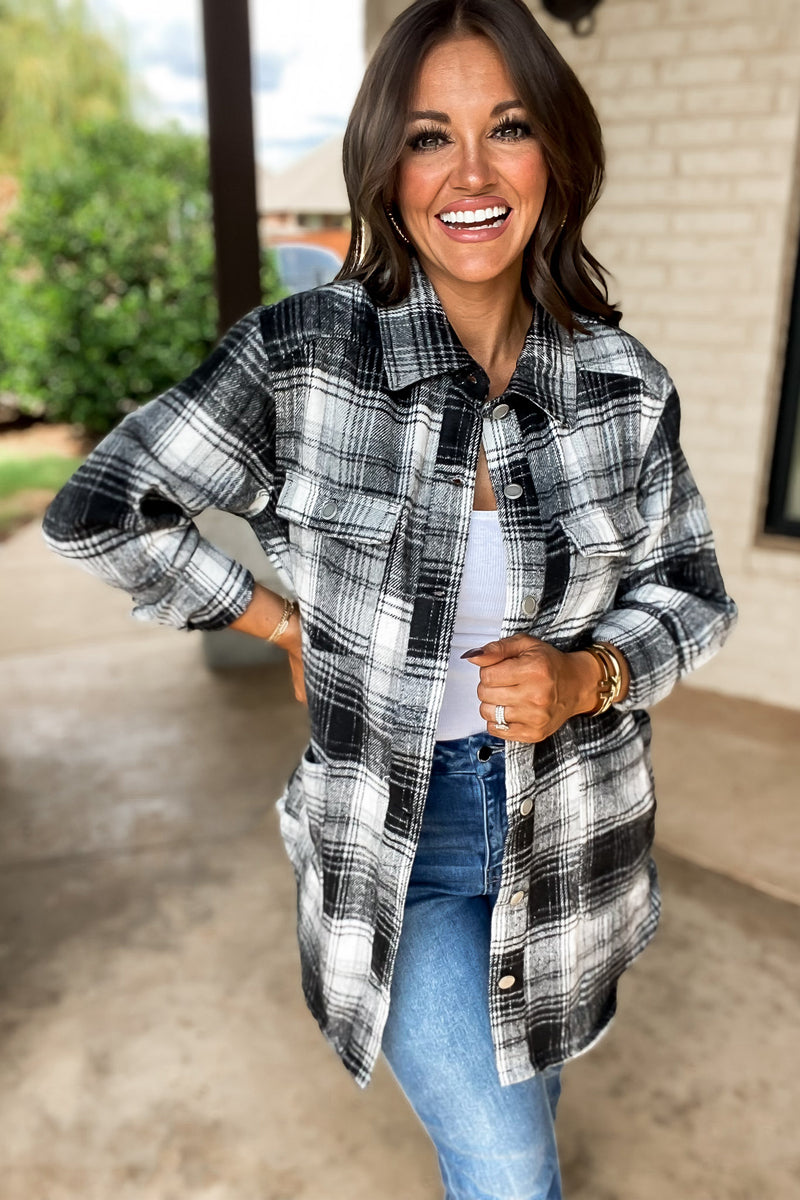 River Runner Plaid Flannel Button Front Shacket