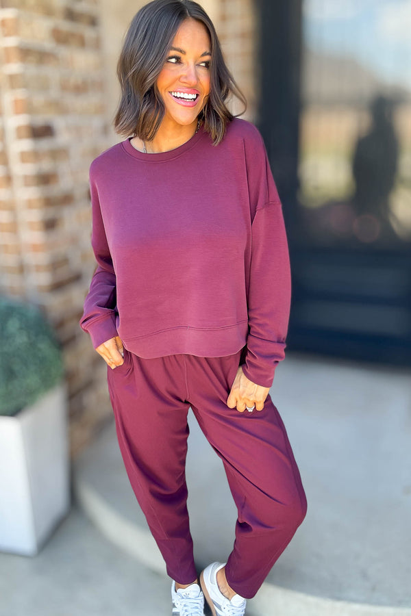 Mono B Dark Plum Laguna Dropped Shoulder Sweatshirt