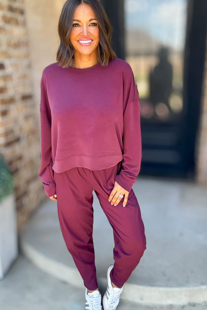 Mono B Dark Plum Laguna Dropped Shoulder Sweatshirt