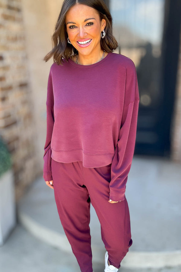 Mono B Dark Plum Laguna Dropped Shoulder Sweatshirt