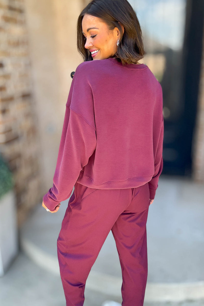 Mono B Dark Plum Laguna Dropped Shoulder Sweatshirt