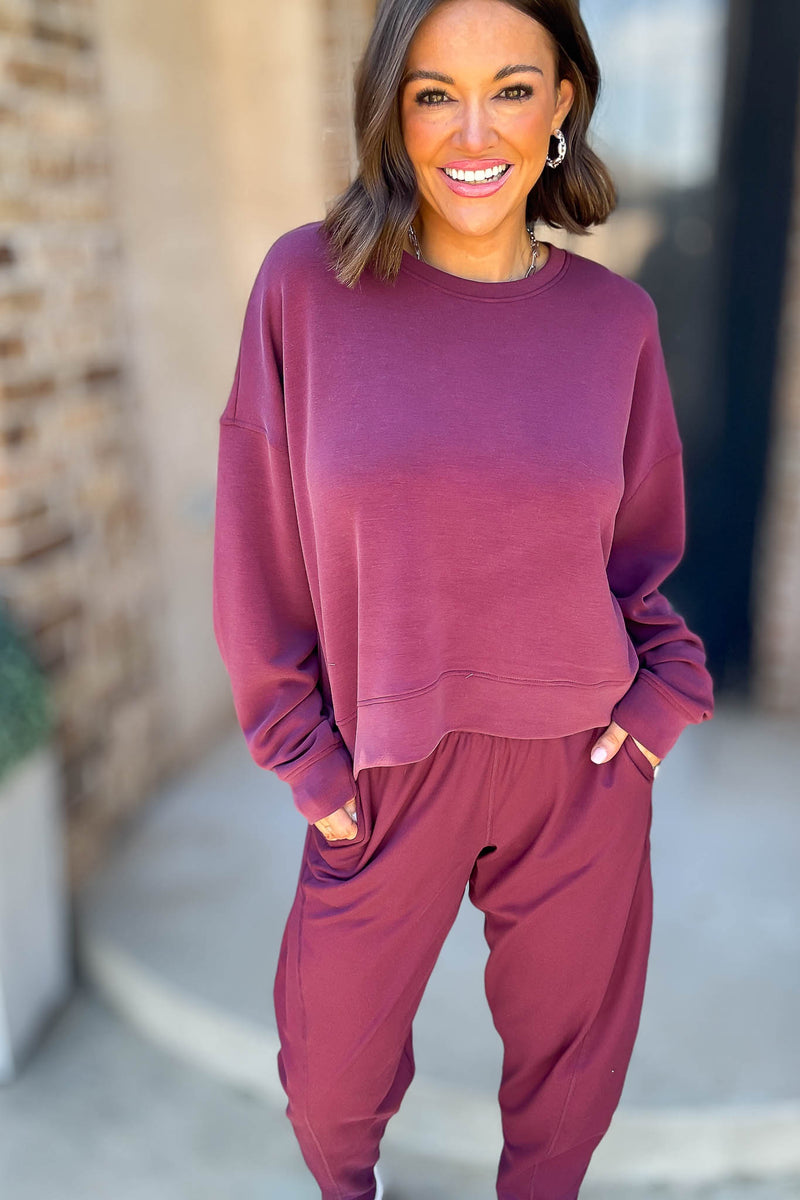 Mono B Dark Plum Laguna Dropped Shoulder Sweatshirt