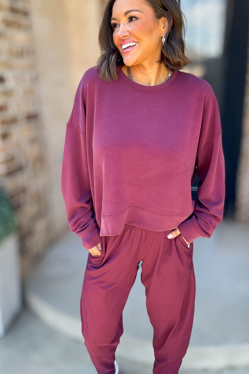 Mono B Dark Plum Laguna Dropped Shoulder Sweatshirt