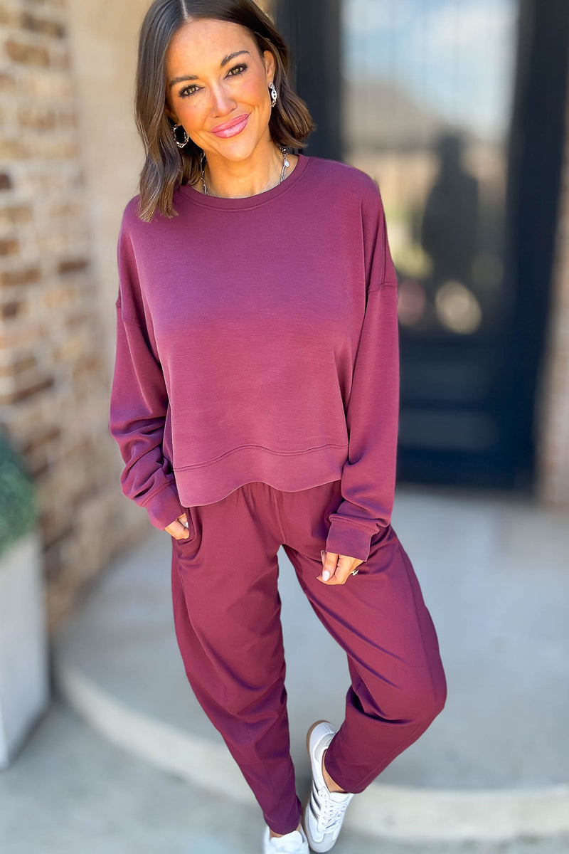 Mono B Dark Plum Laguna Dropped Shoulder Sweatshirt