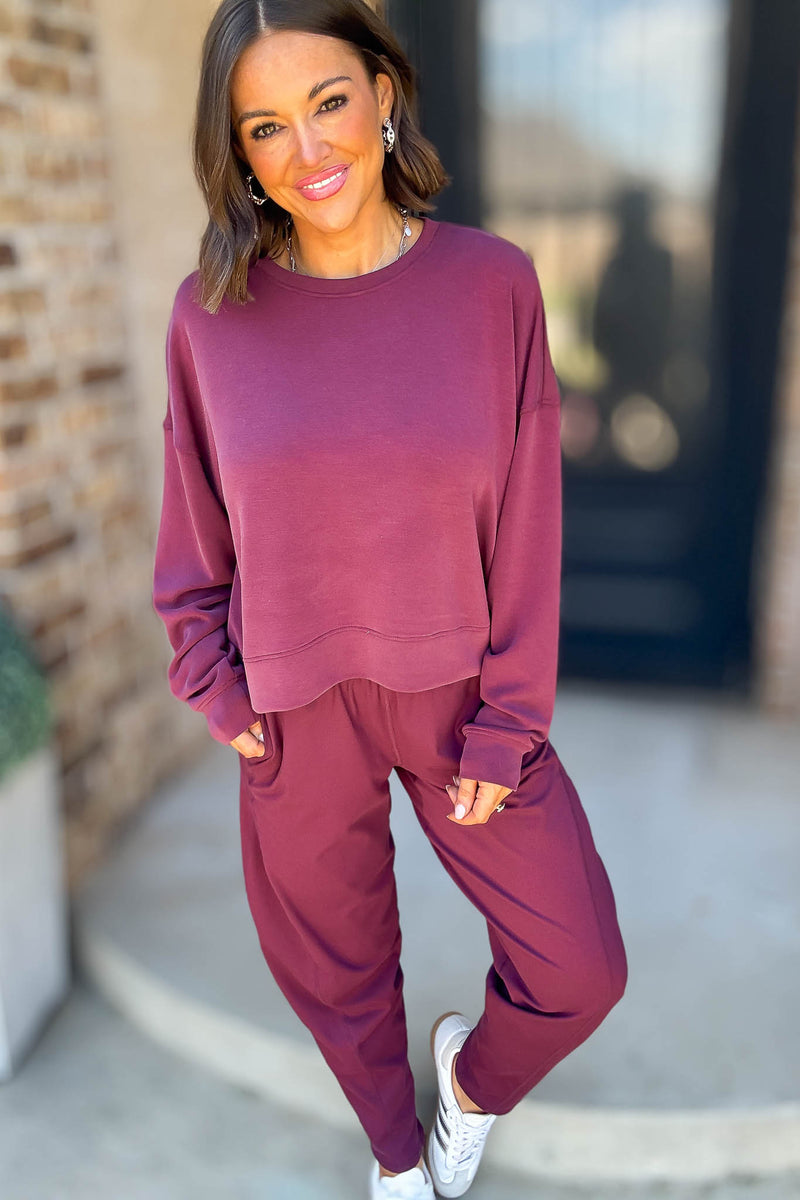 Mono B Dark Plum Laguna Dropped Shoulder Sweatshirt